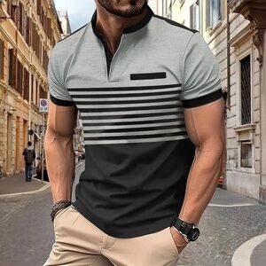 Stylish Black and Gray Men's Polo Shirt